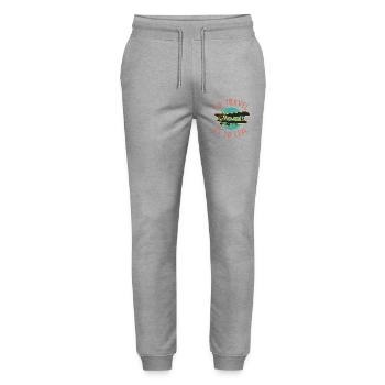 To Travel Is To Live – Vintage Biplane Art - Stanley/Stella Mover Unisex Organic Jogging Trousers - heather grey - Front - Marisol (170cm) & Nik (191cm)