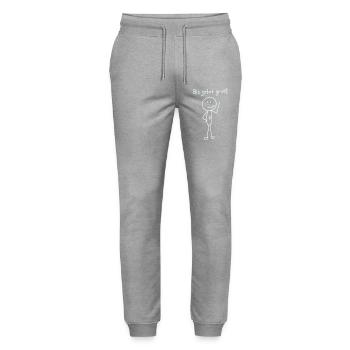 Bin Jetzt Groß 18 – Strichfigur 18. Geburtstag - Stanley/Stella Unisex Bio Jogginghose Mover  - Grau meliert - Vorne - Marisol (170cm) & Nik (191cm)