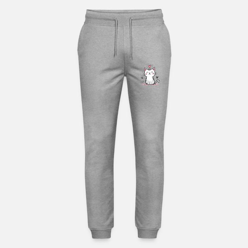 Niedliche Doodle‑Katze - Stanley/Stella Unisex Bio Jogginghose Mover  - Grau meliert