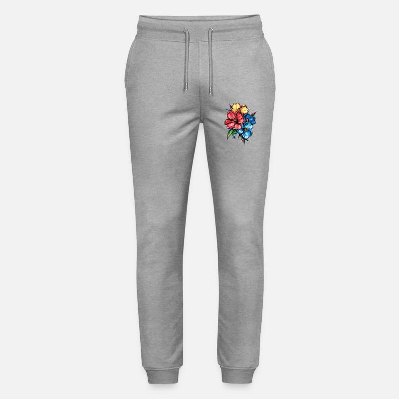 Explosion de l’hibiscus tropical - Pantalon de jogging bio MOVER Stanley/Stella unisexe - gris chiné