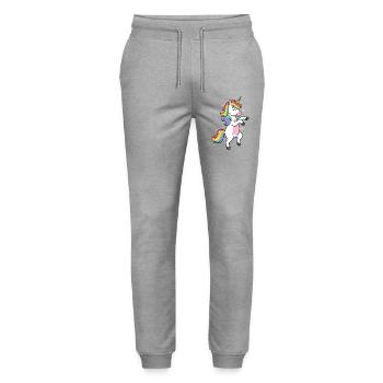Rainbow Unicorn Sparkle Dance - Stanley/Stella Mover Unisex Organic Jogging Trousers - heather grey - Front - Marisol (170cm) & Nik (191cm)