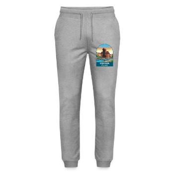Gdansk Poland Vintage Travel Poster Art - Stanley/Stella Mover Unisex Organic Jogging Trousers - heather grey - Front - Marisol (170cm) & Nik (191cm)