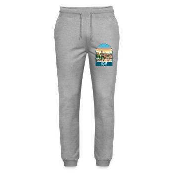 Split Croatia Vintage Travel Poster Art - Stanley/Stella Mover Unisex Organic Jogging Trousers - heather grey - Front - Marisol (170cm) & Nik (191cm)