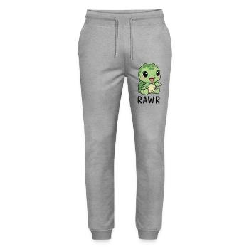 Süße Cartoon Schildkröte Monster Rawr Lustig  - Stanley/Stella Unisex Bio Jogginghose Mover  - Grau meliert - Vorne - Marisol (170cm) & Nik (191cm)