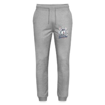 Ich ghoste nur per Einschreiben - Stanley/Stella Unisex Bio Jogginghose Mover  - Grau meliert - Vorne - Marisol (170cm) & Nik (191cm)