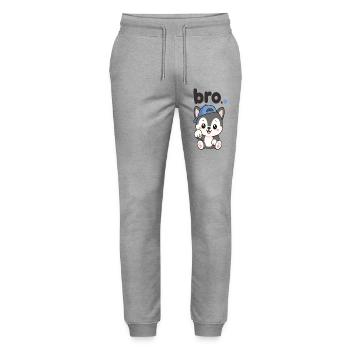 Blue Cap Husky Bro - Stanley/Stella Mover Unisex Organic Jogging Trousers - heather grey - Front - Marisol (170cm) & Nik (191cm)