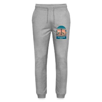 Salvador Brazil Pelourinho Travel Poster Art - Stanley/Stella Mover Unisex Organic Jogging Trousers - heather grey - Front - Marisol (170cm) & Nik (191cm)