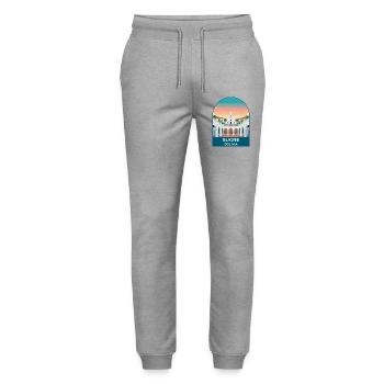 Sucre Bolivia White City Vintage Travel Poster - Stanley/Stella Mover Unisex Organic Jogging Trousers - heather grey - Front - Marisol (170cm) & Nik (191cm)