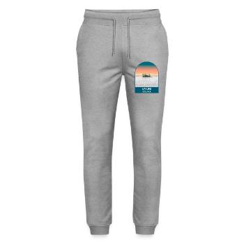 Salar de Uyuni Bolivia Salt Flats Travel Poster - Stanley/Stella Mover Unisex Organic Jogging Trousers - heather grey - Front - Marisol (170cm) & Nik (191cm)