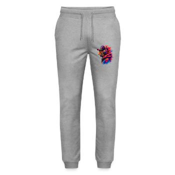 Tiger mit Kopfhörern – Musik & Streetwear - Stanley/Stella Unisex Bio Jogginghose Mover  - Grau meliert - Vorne - Marisol (170cm) & Nik (191cm)