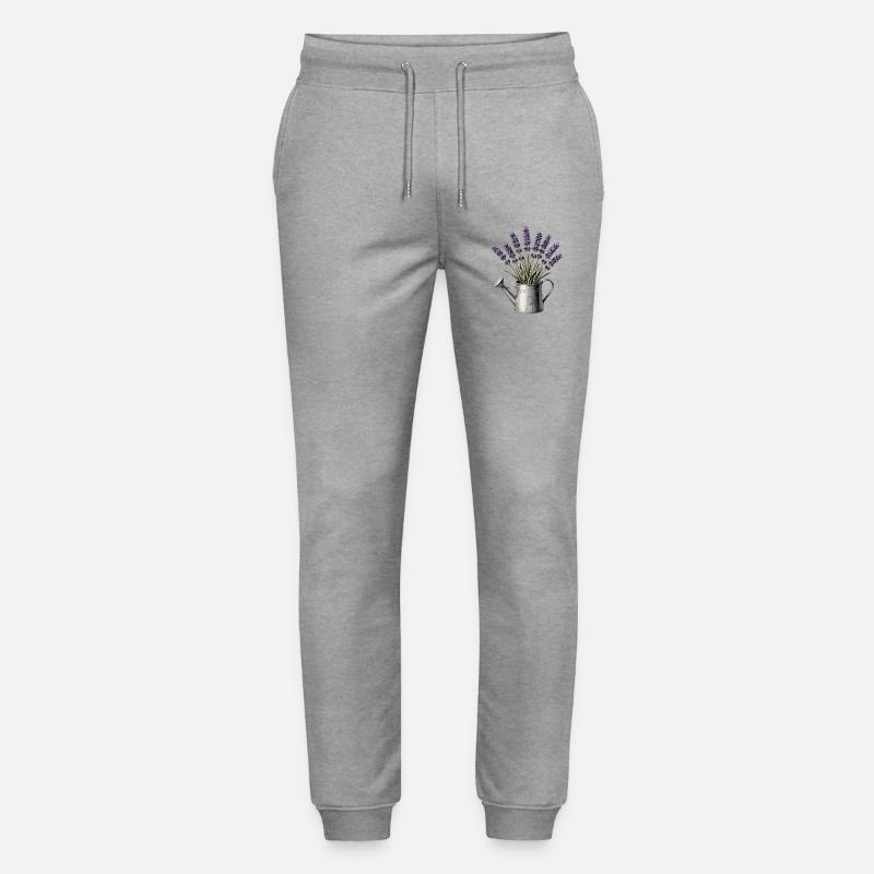 Lavendel in einer Gießkanne - Stanley/Stella Unisex Bio Jogginghose Mover  - Grau meliert