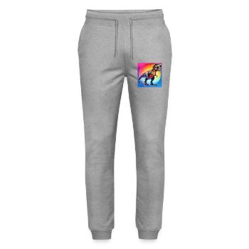 dinosaur - Stanley/Stella Mover Unisex Organic Jogging Trousers - heather grey - Front - Marisol (170cm) & Nik (191cm)