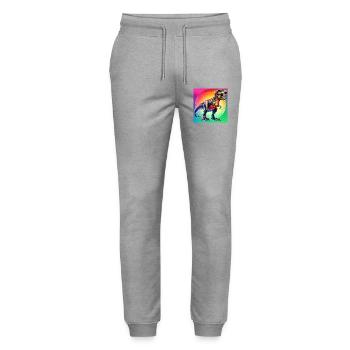 dinosaur - Stanley/Stella Mover Unisex Organic Jogging Trousers - heather grey - Front - Marisol (170cm) & Nik (191cm)
