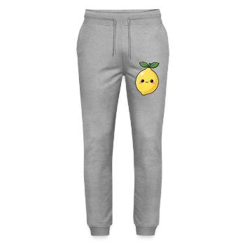 Kawaii Lemon Gift - Stanley/Stella Mover Unisex Organic Jogging Trousers - heather grey - Front - Marisol (170cm) & Nik (191cm)
