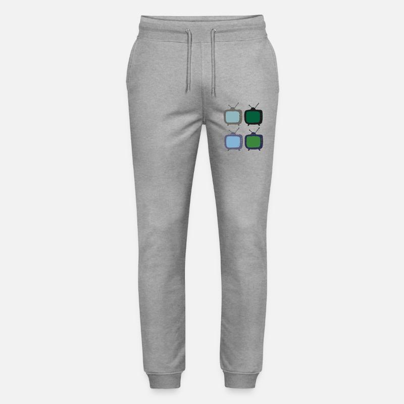 fernseher_4fach_bunt - Stanley/Stella Mover Unisex Organic Jogging Trousers - heather grey