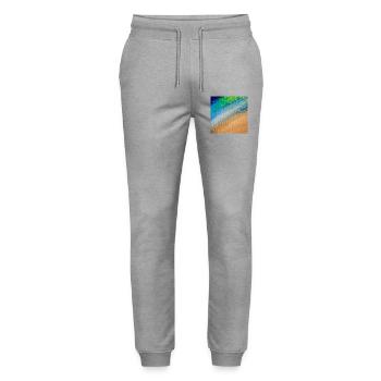 Farbfluss und Goldlinien - Stanley/Stella Unisex Bio Jogginghose Mover  - Grau meliert - Vorne - Marisol (170cm) & Nik (191cm)
