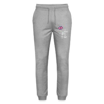 EXANGLIA (Weiß) - Stanley/Stella Unisex Bio Jogginghose Mover  - Grau meliert - Vorne - Marisol (170cm) & Nik (191cm)