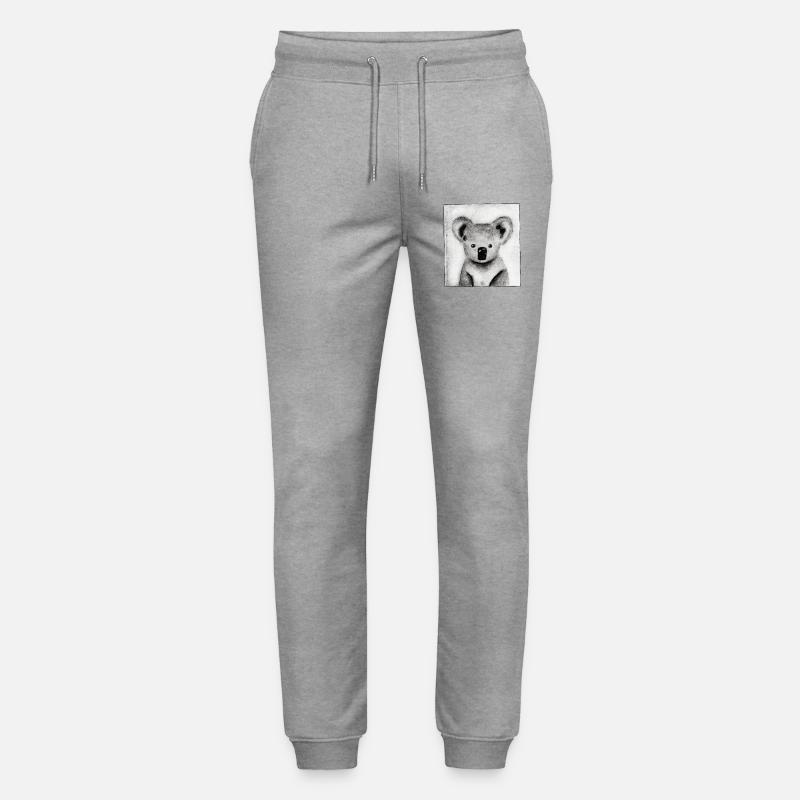 Koala schwarz-weiß - handgeschnitzte Druckvorlage - Stanley/Stella Unisex Bio Jogginghose Mover  - Grau meliert