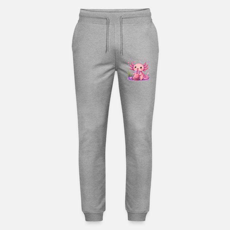 Axolot rose avec bubble tea - Pantalon de jogging bio MOVER Stanley/Stella unisexe - gris chiné