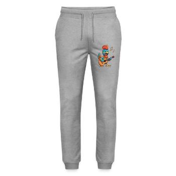 Funny chicken with guitar - Stanley/Stella Mover Unisex Organic Jogging Trousers - heather grey - Front - Marisol (170cm) & Nik (191cm)