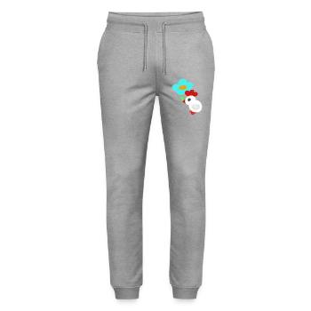 Flower Chicken Chick Kids Spring - Stanley/Stella Mover Unisex Organic Jogging Trousers - heather grey - Front - Marisol (170cm) & Nik (191cm)