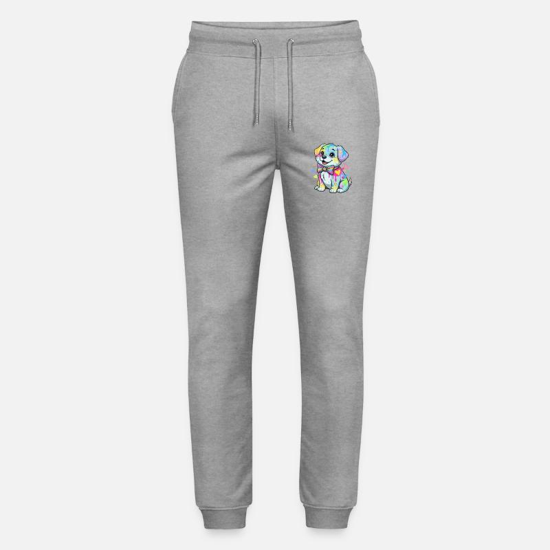 Bunter Welpe mit Regenbogenflecken - Stanley/Stella Unisex Bio Jogginghose Mover  - Grau meliert