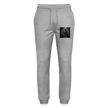 Hibou grand-duc Gardien de la Forêt - Pantalon de jogging bio MOVER Stanley/Stella unisexe - gris chiné - Devant - Marisol (170cm) & Nik (191cm)