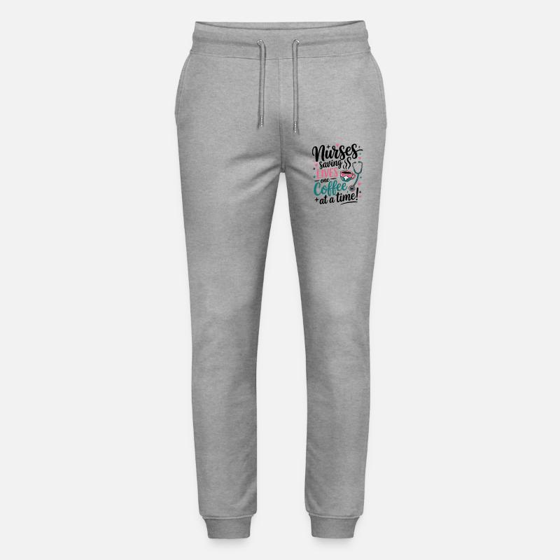 Kaffee rettet Leben Pflegekraft-Design - Stanley/Stella Unisex Bio Jogginghose Mover - Grau meliert