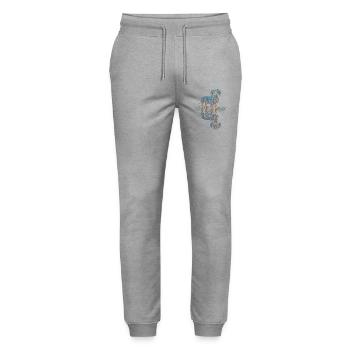 Dachshund Water Reflex Blue-Orange - Stanley/Stella Mover Unisex Organic Jogging Trousers - heather grey - Front - Marisol (170cm) & Nik (191cm)