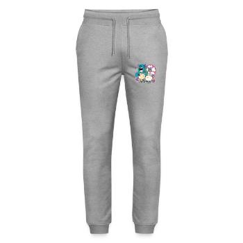 Anime Group in Mask with Cochlear Implant Art - Stanley/Stella Mover Unisex Organic Jogging Trousers - heather grey - Front - Marisol (170cm) & Nik (191cm)