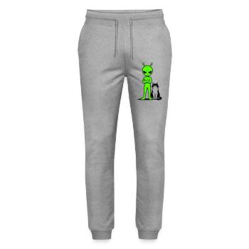 Humour comique extraterrestre - Pantalon de jogging bio MOVER Stanley/Stella unisexe - gris chiné - Devant - Marisol (170cm) & Nik (191cm)