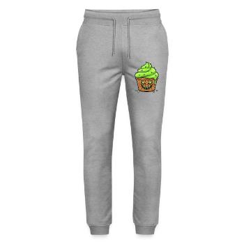 Creepy Cupcake Green - Stanley/Stella Mover Unisex Organic Jogging Trousers - heather grey - Front - Marisol (170cm) & Nik (191cm)