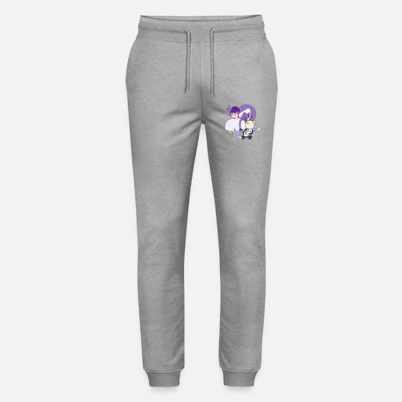 Onigiri Snack & Bear on Mobility Scooter - Stanley/Stella Mover Unisex Organic Jogging Trousers - heather grey