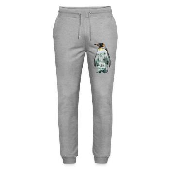 Pinguin Mit Landschaftsmotiv - Stanley/Stella Unisex Bio Jogginghose Mover  - Grau meliert - Vorne - Marisol (170cm) & Nik (191cm)