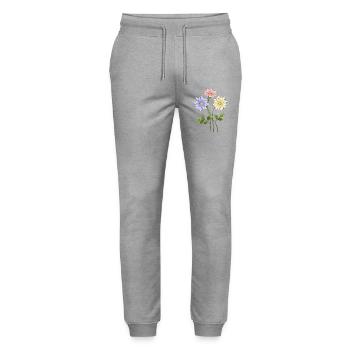 Blumen - Stanley/Stella Unisex Bio Jogginghose Mover  - Grau meliert - Vorne - Marisol (170cm) & Nik (191cm)
