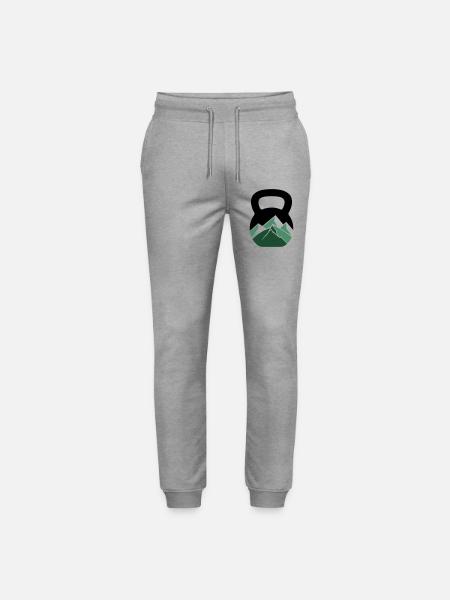 Mountain Kettlebell – Outdoor Fitness - Lift Mountains - Stanley/Stella Mover Unisex Organic Jogging Trousers - heather grey