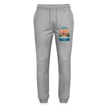 Georgia USA Vintage Travel Poster Art - Stanley/Stella Mover Unisex Organic Jogging Trousers - heather grey - Front - Marisol (170cm) & Nik (191cm)
