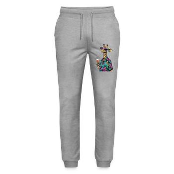 Été de la bande dessinée Girafe - Pantalon de jogging bio MOVER Stanley/Stella unisexe - gris chiné - Devant - Marisol (170cm) & Nik (191cm)