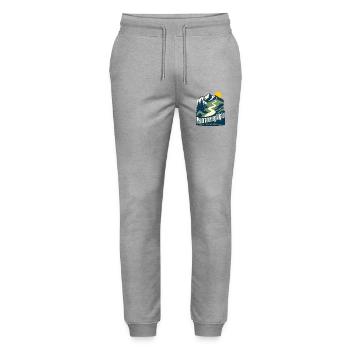 Panoramaweg Allgau Talblick Hiking Mountain Trail - Stanley/Stella Unisex Bio Jogginghose Mover  - Grau meliert - Vorne - Marisol (170cm) & Nik (191cm)