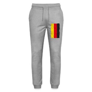 Germany Flag Grunge Football Fan Shirt - Stanley/Stella Mover Unisex Organic Jogging Trousers - heather grey - Front - Marisol (170cm) & Nik (191cm)