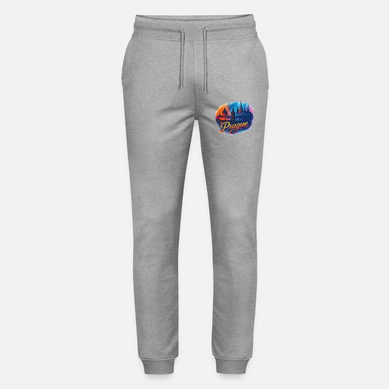 Prag Skyline: Modernes & Episches Fantasy Design - Stanley/Stella Unisex Bio Jogginghose Mover  - Grau meliert