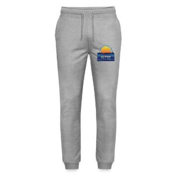 Retro-Sonnenuntergang der 1990er Jahre - Stanley/Stella Unisex Bio Jogginghose Mover  - Grau meliert - Vorne - Marisol (170cm) & Nik (191cm)