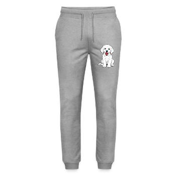 Golden_Retriever_Welpen_sitzend_weiss - Stanley/Stella Mover Unisex Organic Jogging Trousers - heather grey - Front - Marisol (170cm) & Nik (191cm)