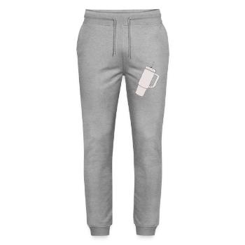 Minimalistischer Reisebecher Cooler Tumbler - Stanley/Stella Unisex Bio Jogginghose Mover  - Grau meliert - Vorne - Marisol (170cm) & Nik (191cm)