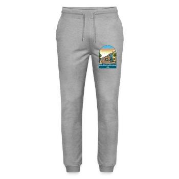 South Carolina USA Vintage Travel Poster - Stanley/Stella Mover Unisex Organic Jogging Trousers - heather grey - Front - Marisol (170cm) & Nik (191cm)