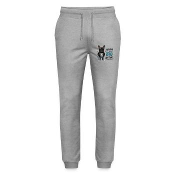 Tiny Dog Big Attitude Born To Be Awesome - Stanley/Stella Mover Unisex Organic Jogging Trousers - heather grey - Front - Marisol (170cm) & Nik (191cm)