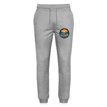 Banff National Park Canada Bear Animal - Stanley/Stella Mover Unisex Organic Jogging Trousers - heather grey - Front - Marisol (170cm) & Nik (191cm)
