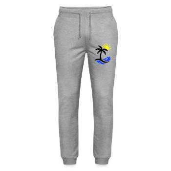 Palm Tree Beach Ocean - Stanley/Stella Mover Unisex Organic Jogging Trousers - heather grey - Front - Marisol (170cm) & Nik (191cm)