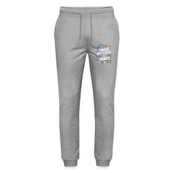 Game Developer I Make Buttons Software Developer - Stanley/Stella Mover Unisex Organic Jogging Trousers - heather grey - Front - Marisol (170cm) & Nik (191cm)