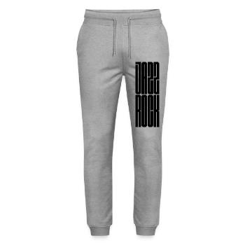 Jazz Rock fette Typografie Logo Design T-Shirt - Stanley/Stella Unisex Bio Jogginghose Mover  - Grau meliert - Vorne - Marisol (170cm) & Nik (191cm)